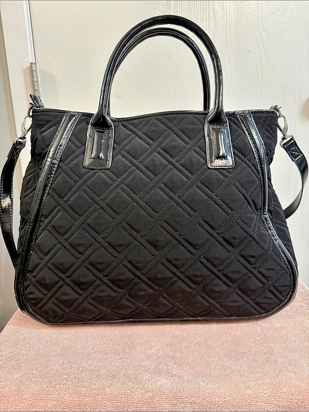 Vera Bradley Trapeze Quilted Tote in Black NWT